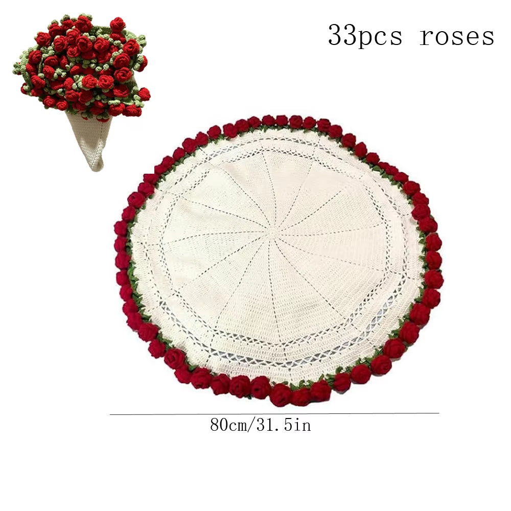 1Pcs Finished Flower Bouquet Blanket Soft and Lightweight Knitted Throw Blankets for Birthday Wedding Valentine’S Day Home Decor