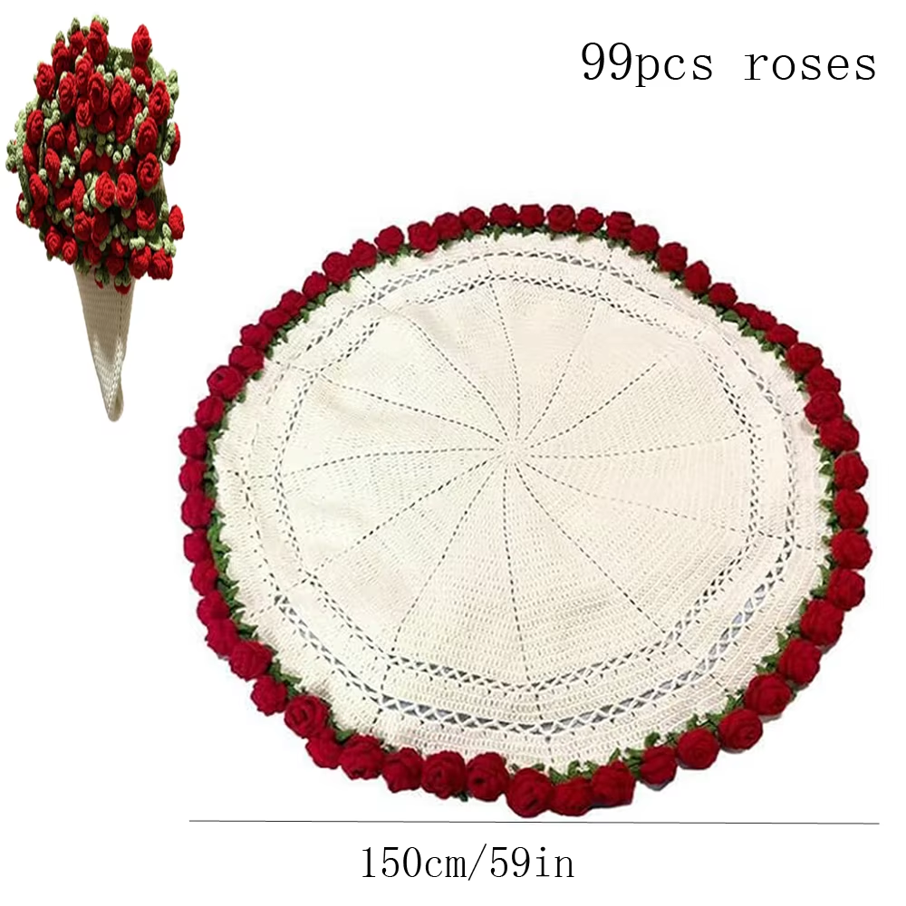 1Pcs Finished Flower Bouquet Blanket Soft and Lightweight Knitted Throw Blankets for Birthday Wedding Valentine’S Day Home Decor